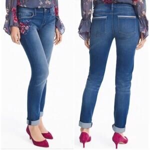 WHBM Floral Embroidered Girlfriend Jeans Petite Size 8P